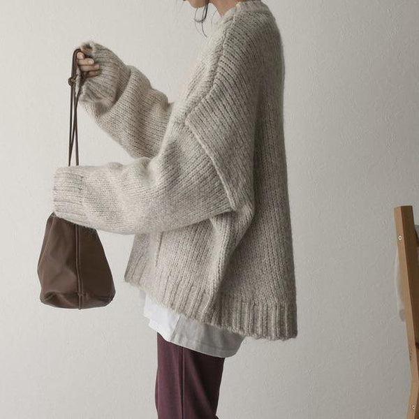 Oversized Ivory Pocket Front Sweater Mia