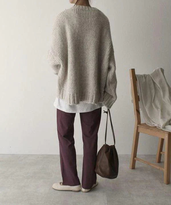 Oversized Ivory Pocket Front Sweater Mia