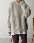 Oversized Ivory Pocket Front Sweater Mia